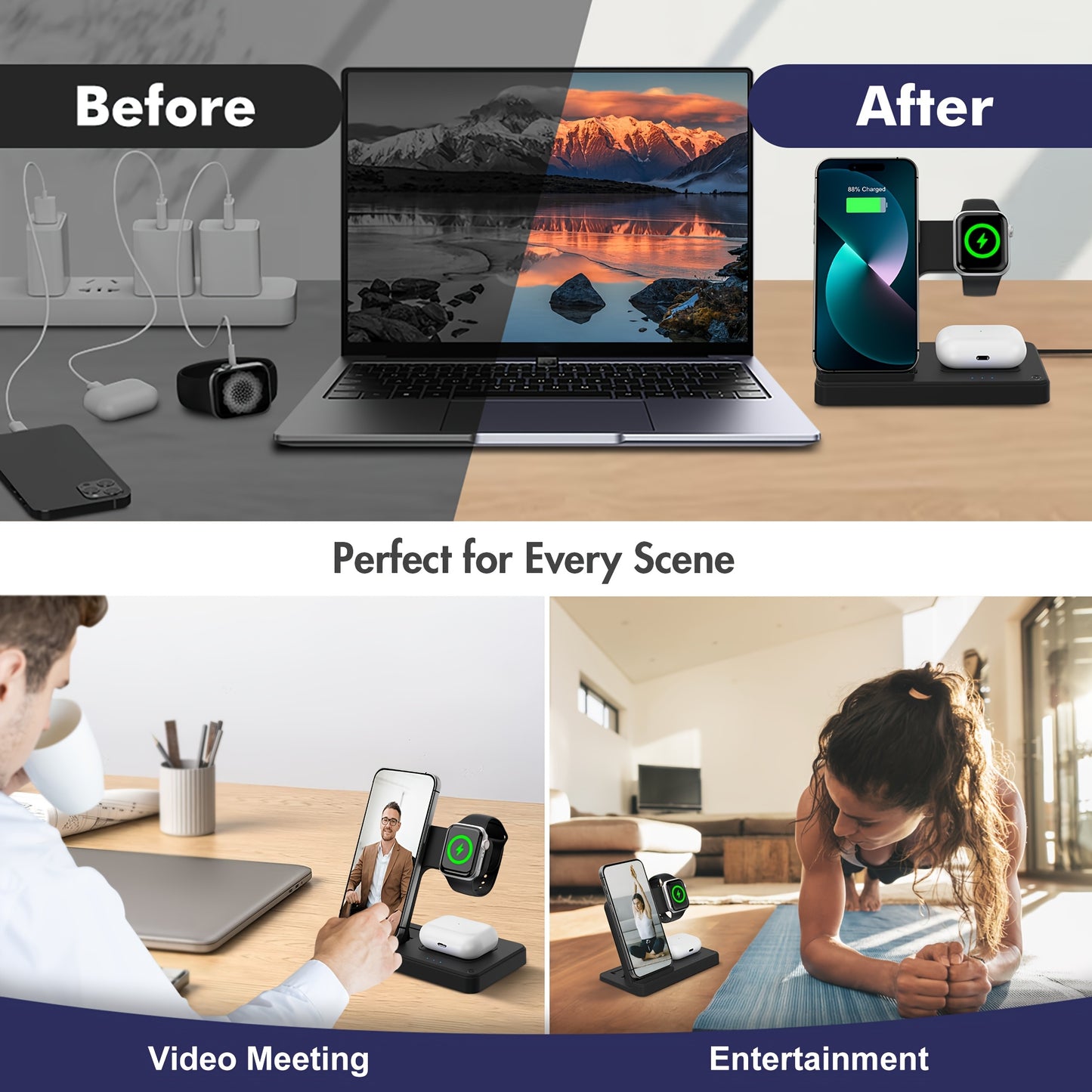 Wireless Charging Station 3 In 1 Standard 15W Fast