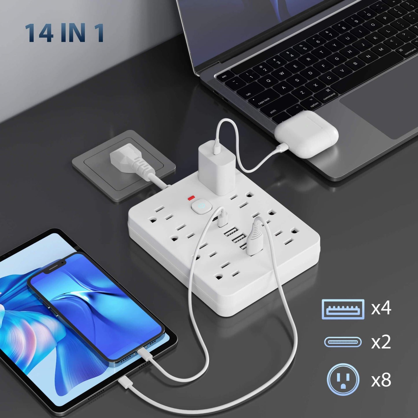 14-in-1 Power Strip Surge Protector