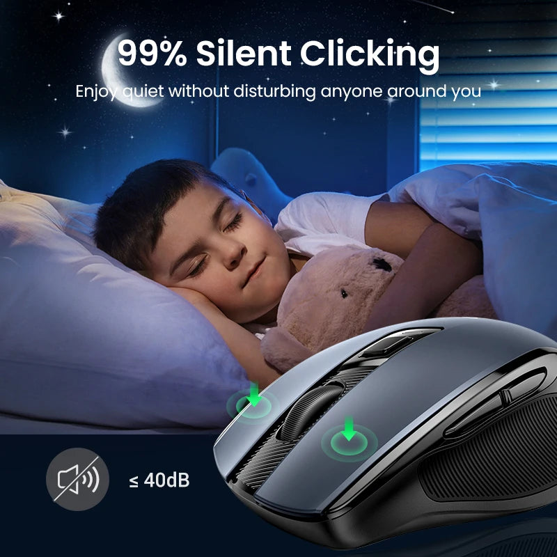 Wireless Mouse Bluetooth5.0 Mouse Ergonomic 4000DPI 6 Mute Buttons Mouse For MacBook Tablet Laptops Computer PC 2.4G Mice