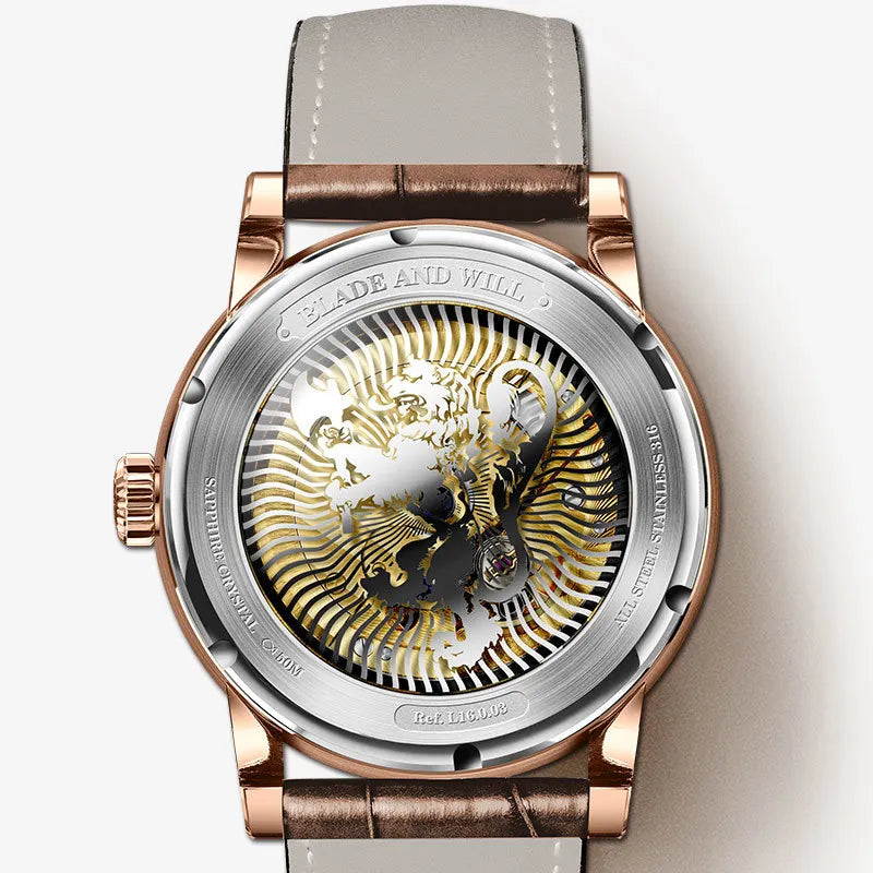 LOBINNI Luxury Brand Seagull ST16K3-3A Automatic Mechanical Men's Watches Sapphire World Time Moon Phase Waterproof Clock L16003