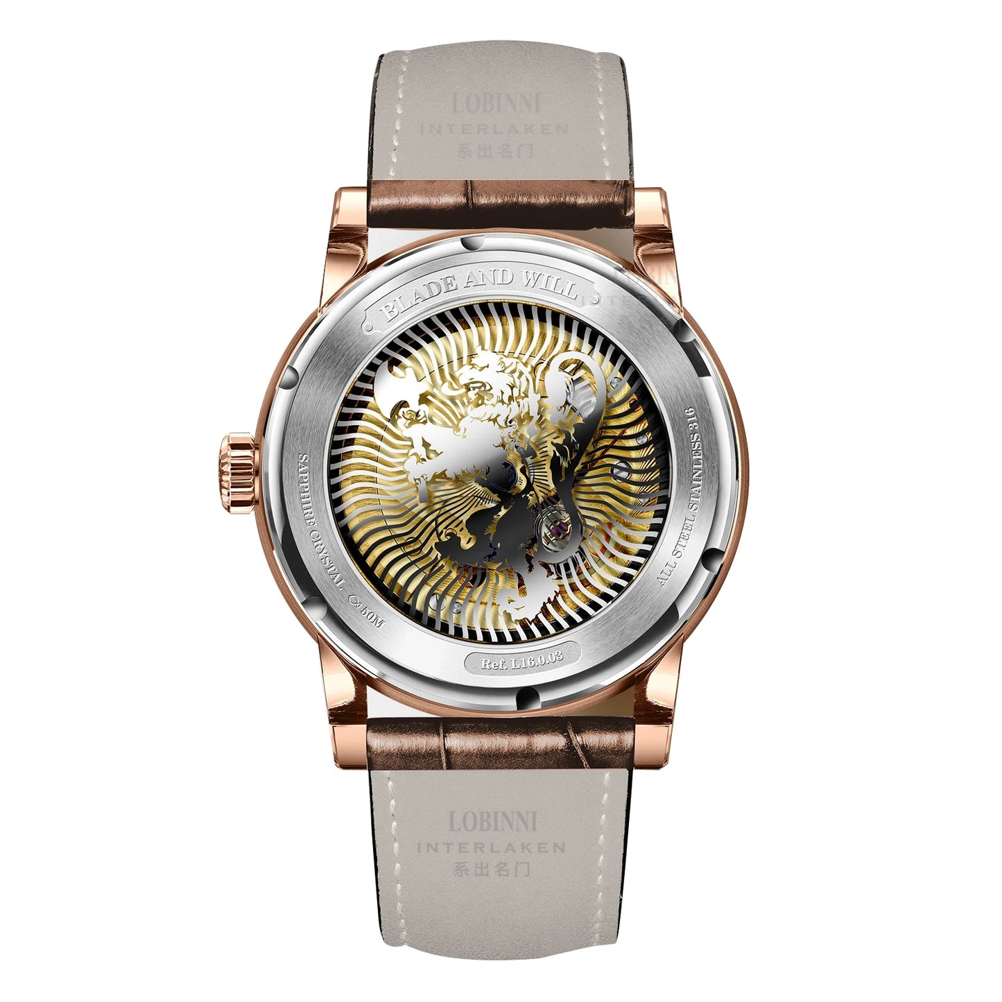 Switzerland LOBINNI Men Watch Luxury Brand Moon Phase Automatic Mechanical Men's Wirstwatches Sapphire Leather Seagull Movement