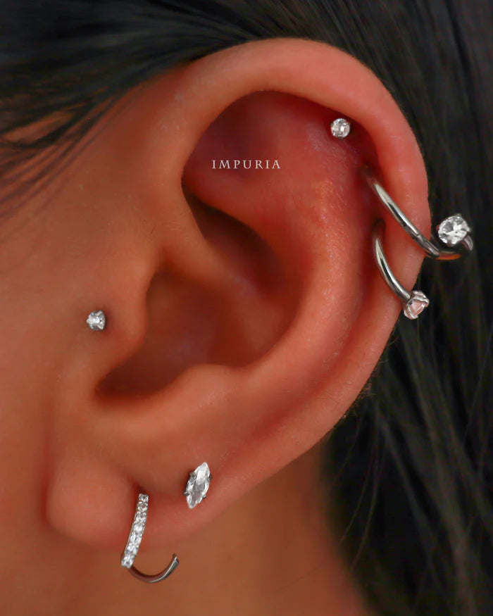 June Minimalist Crystal Spiral Hoop Earrings