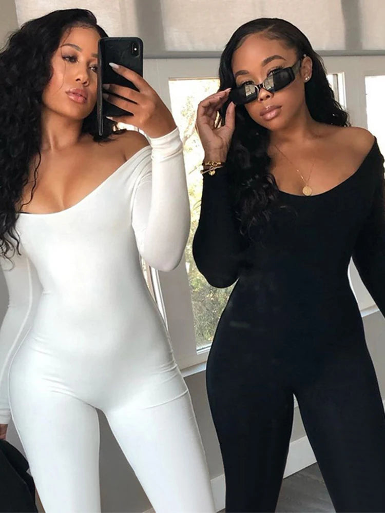 II Women's Rompers Long Sleeve Solid Skinny Bodycon Jumpsuits Fashion Sports Fitness Casual Activity Streetwear Overalls