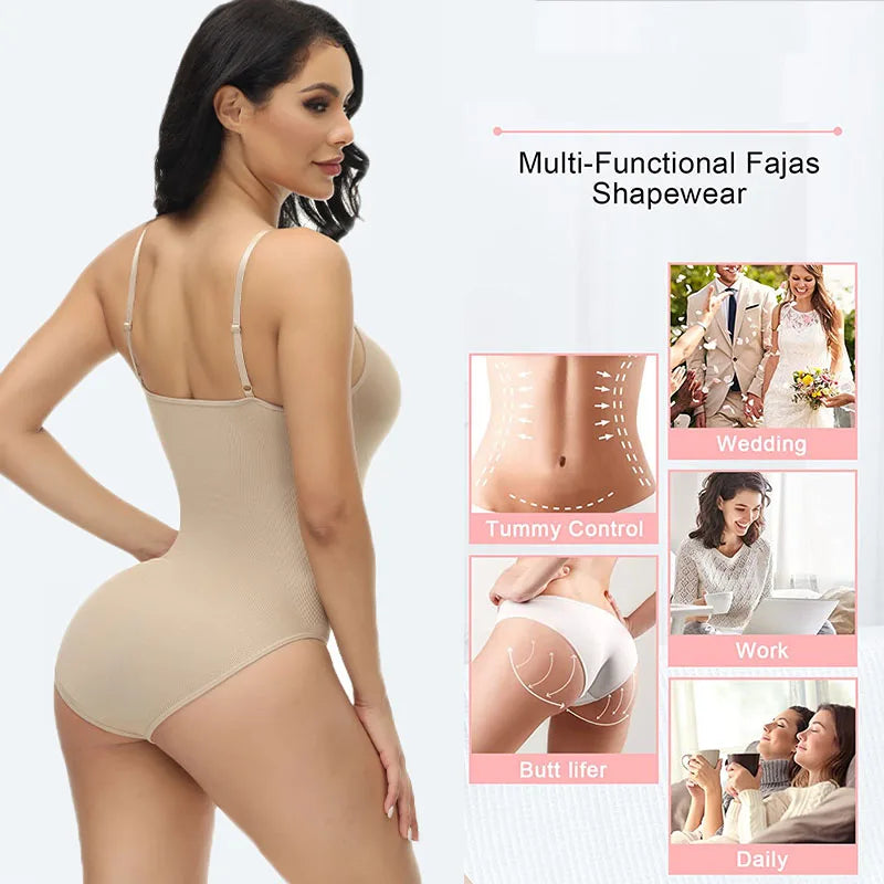 Low Back Bodysuits Shapewear for Women Open Crotch Body Shaper Seamless Tummy Control Push Up Corset Tank Top Backless Underwear