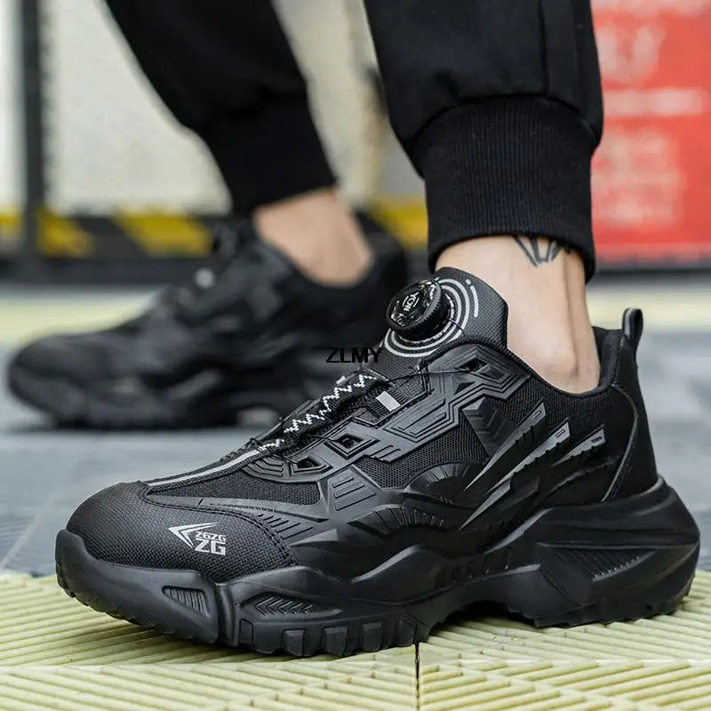 Quality Rotated Button Safety Shoes Men Steel Toe Working Sneakers Light Stab Proof Work Boots Man Anti-smash Security Footwear