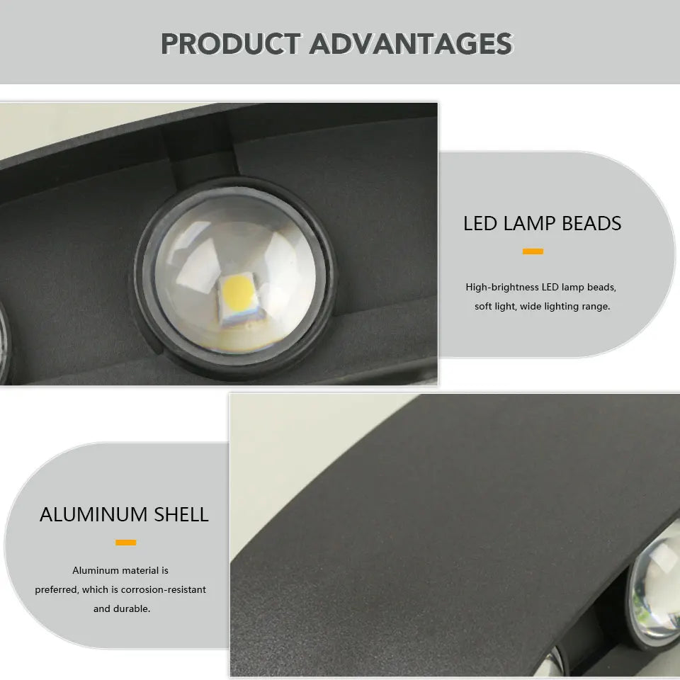 Aluminium LED Wall Light UP & Down AC85-265V IP65Waterproof Led Lights Modern Indoor Outdoor Home Appliance For Home Living Room