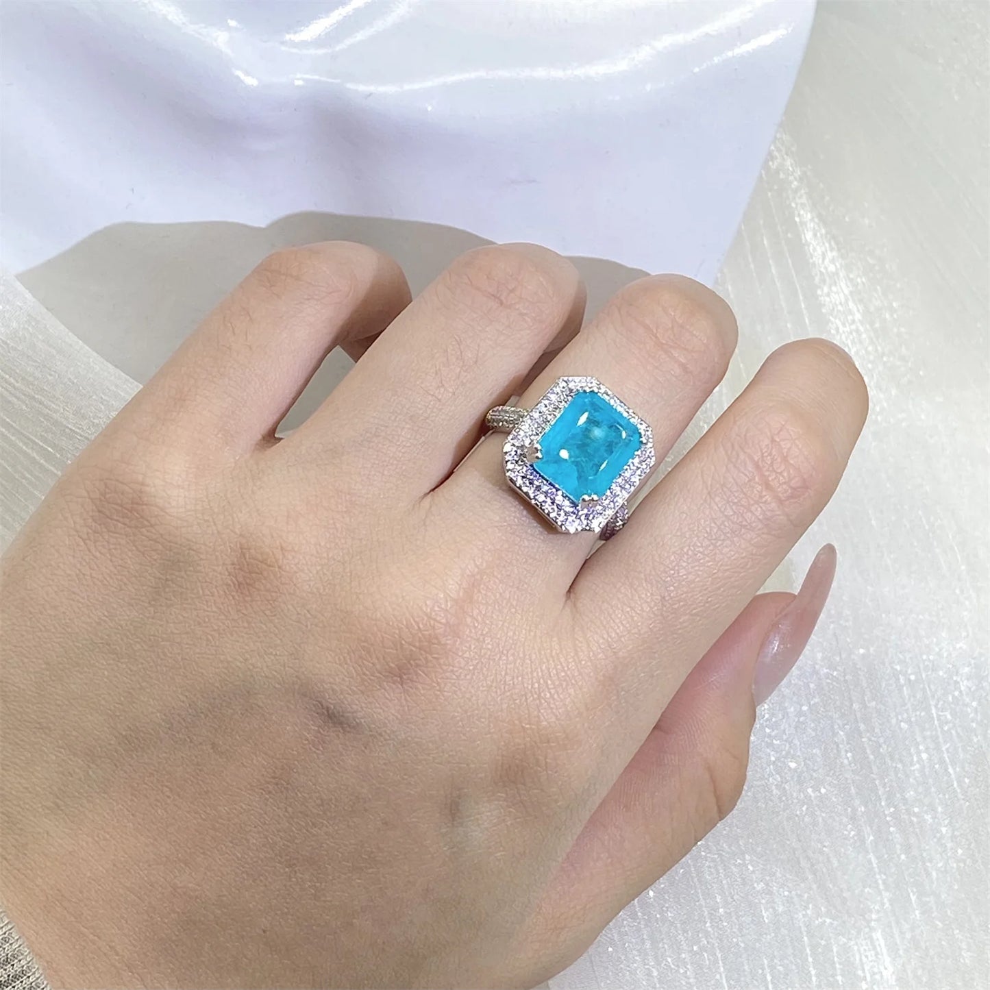 Paraiba Ring Pink/blue/Green Zircon Ring for Women High Quality Party Jewelry Engagement Ring Anniversary Gift Jewelry for Women