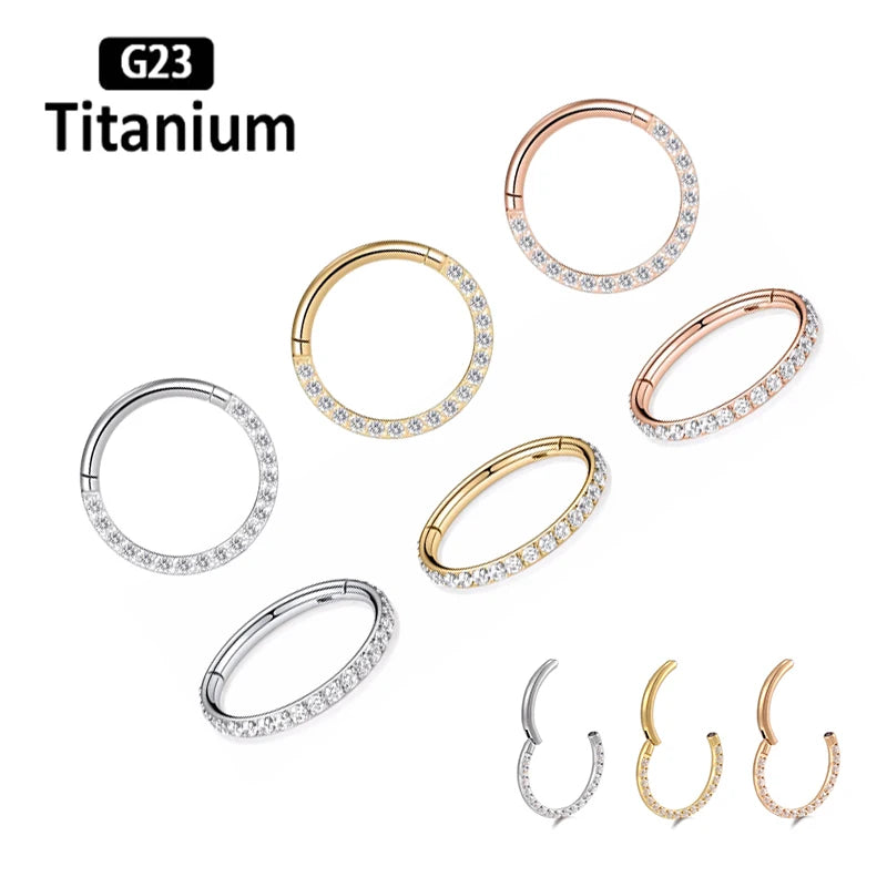 16G Stainless Steel Hoop High Quality Zircon Hight Segment Clicker Nose Rings Septum Piercing Earrings Nose Piercing Jewelry