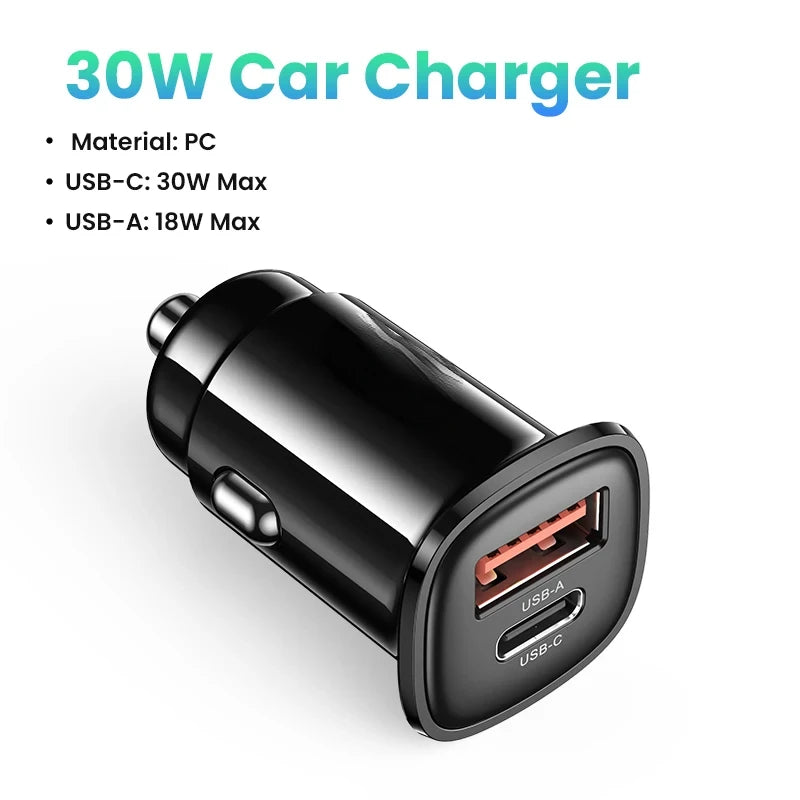 Car Charger Type C Fast USB Charger for iPhone 15 14 13 Xiaomi Car Charging Quick 4.0 3.0 Charge Mobile Phone PD Charger