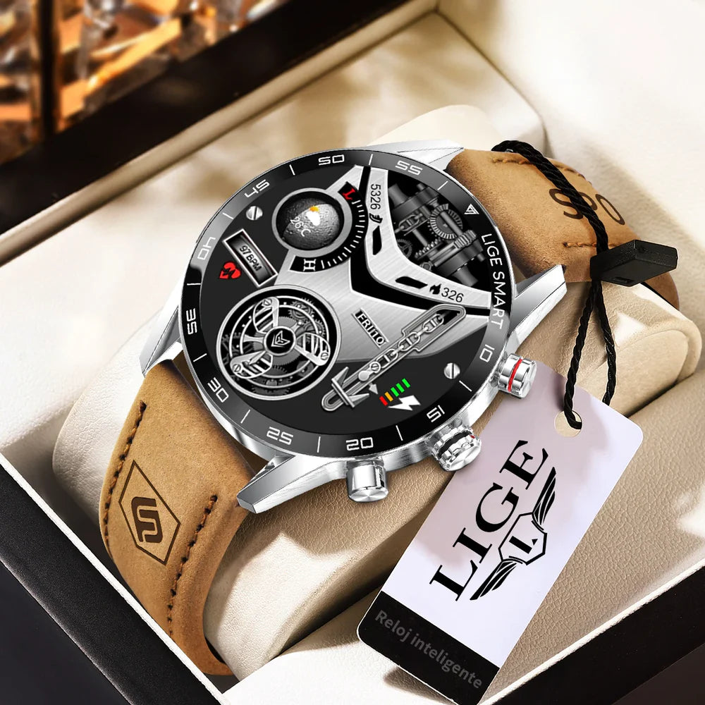 LIGE Rugged Military GPS Smart Watch Men AMOLED HD Screen Heart Rate Bluetooth Call Waterproof Outdoor SmartWatch