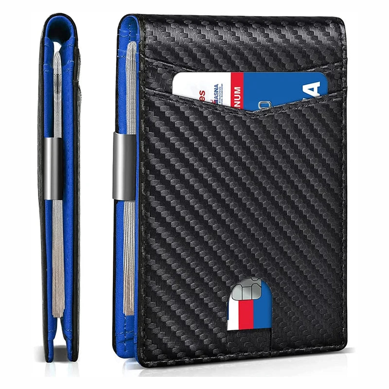 Slim Wallet for Men-Leather Money Clip Mens Wallets-RFID Blocking Front Pocket Bifold Credit Card Holder
