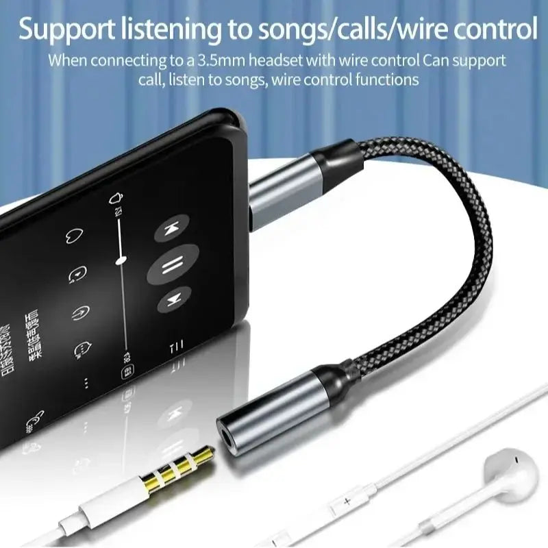 USB Type C to 3.5mm Earphone Adapter Converter Jack AUX Cable Headphone Adapter 3.5 Audio Cable for iPhone 15 Serie Mobile Phone