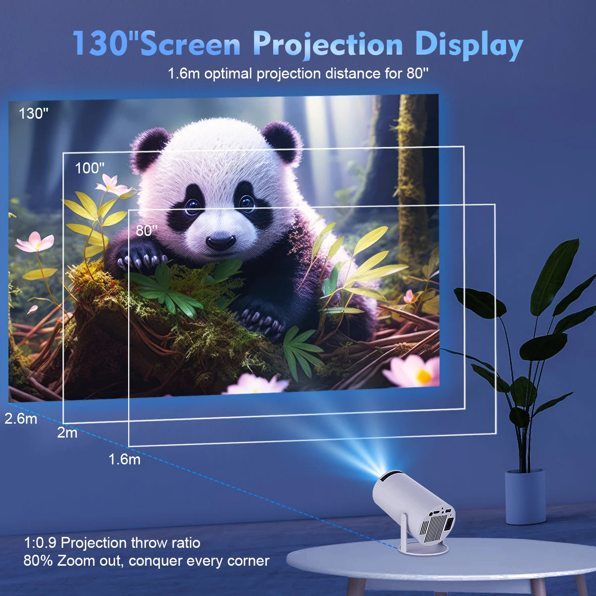 Mini Projector with WIFI 6 and Bluetooth, 4K