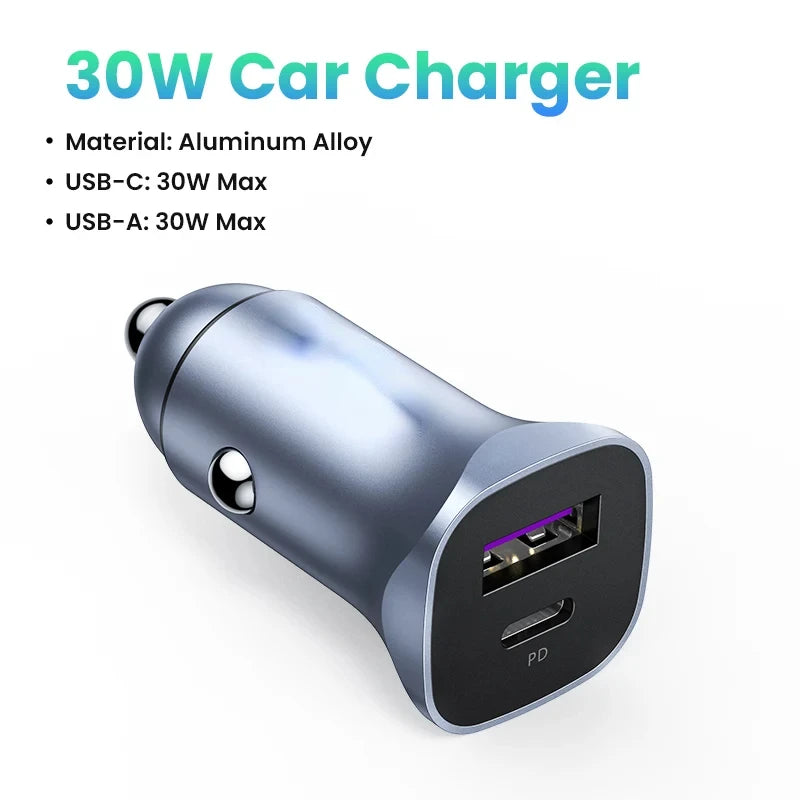 Car Charger Type C Fast USB Charger for iPhone 15 14 13 Xiaomi Car Charging Quick 4.0 3.0 Charge Mobile Phone PD Charger