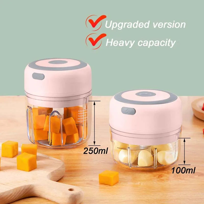 250ml Electric Garlic Chopper USB Meat Grinder Garlic Masher Machine Sturdy Durable Crushed Ginger Vegetable Crusher Kitchenware