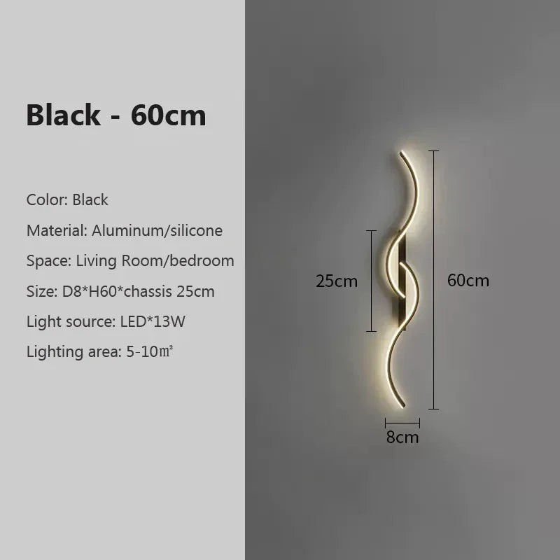 LED Wall Lamp 60/80/100CM Smart Remote Control Adjustable Color Temperature Brightness Bedroom Bedside Living Room Wall Sconces