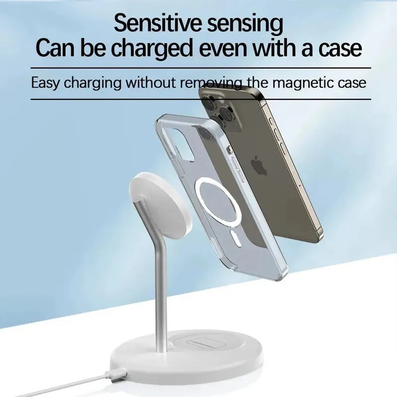 2 in 1 Magnetic Wireless Charger Stand Phone Charging Station Dock For iPhone 15 14 13 12 Pro Max AirPods Fast Chargers