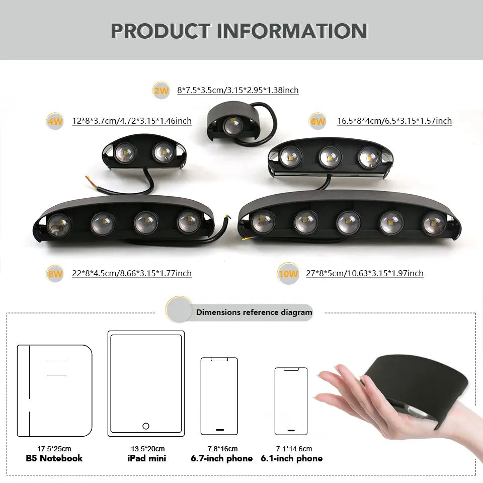 Aluminium LED Wall Light UP & Down AC85-265V IP65Waterproof Led Lights Modern Indoor Outdoor Home Appliance For Home Living Room