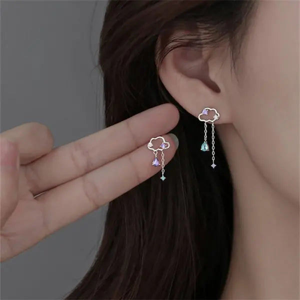 Exquisite Leaves Crystal Flower Stud Earrings For Women AAA Zircon Rose Butterfly Tassel Earring Bride Wedding Party Jewelry