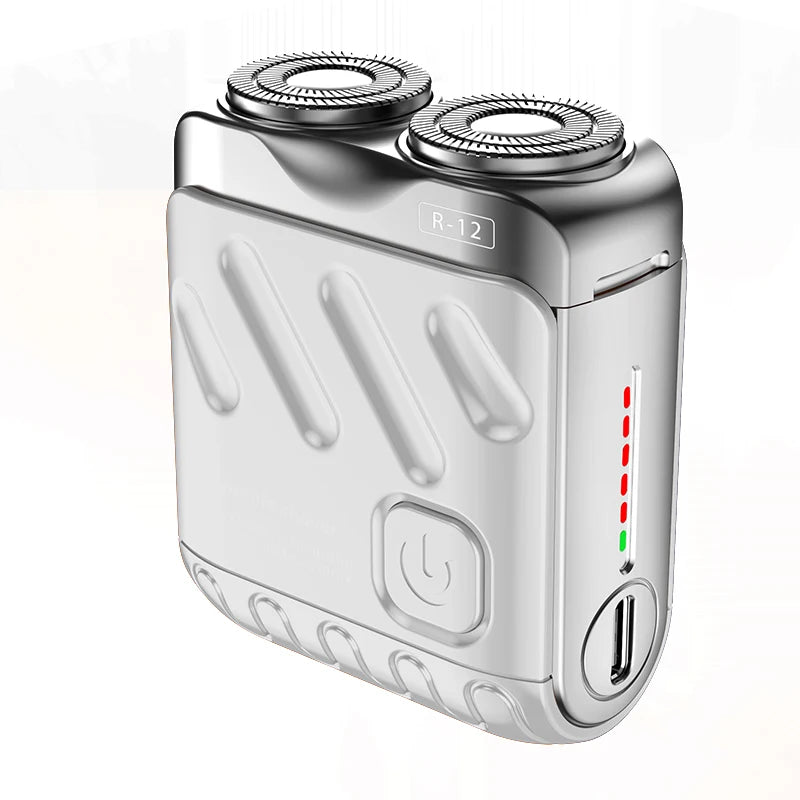 Men Mini Electric Shaver Dual Head Waterproof Type-C Rechargeable Shaver Travel Rotary Razor Portable Hair Beard Trimmer Tool