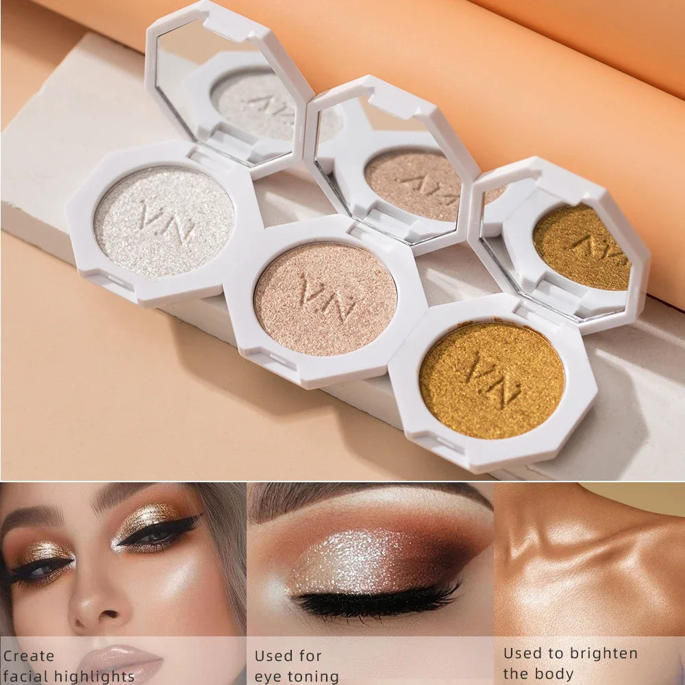 3 Color Highlighter Shimmer Waterproof Long-lasting Champagne Color Highlighter Powder Texture Brightening Facial Contours