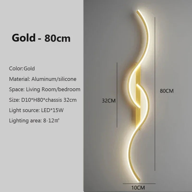 LED Wall Lamp 60/80/100CM Smart Remote Control Adjustable Color Temperature Brightness Bedroom Bedside Living Room Wall Sconces