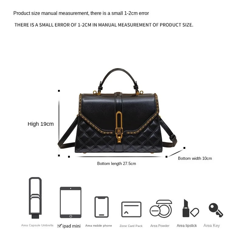 Women's handbag genuine diamond grid handbag women's 2024 new high-end designer crossbody shoulder small square bag