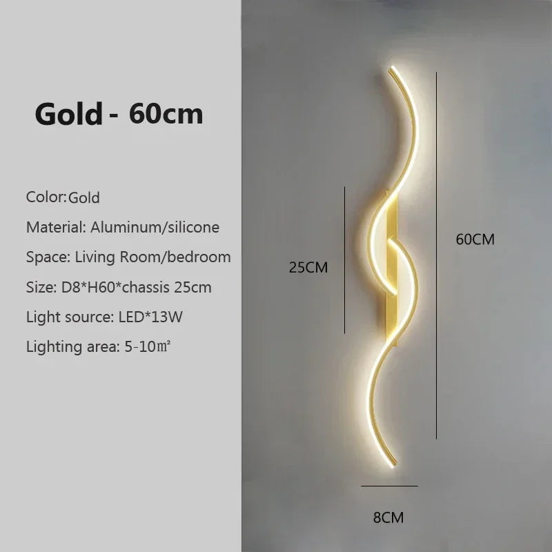 LED Wall Lamp 60/80/100CM Smart Remote Control Adjustable Color Temperature Brightness Bedroom Bedside Living Room Wall Sconces