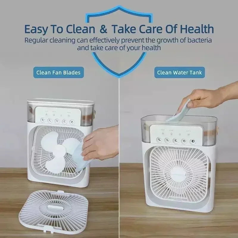 3 In 1 Fan AIr Conditioner Household Mini Air Cooler LED Night Light Portable Humidifier Air Adjustment Fan Office Home Fan