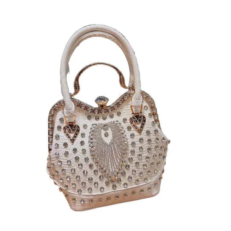Luxury Fashion Diamonds Leather Women's Bag Small Crossbody Bucket Bag 2023 New Ladies Handbag Niche Party Evening Shoulder Bags