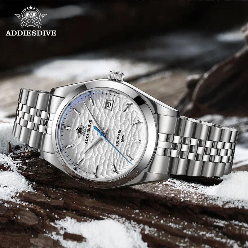 ADDIESDIVE Automatic Mechanical Watch Man European American Business Leisure Wristwatch Luxury Silver Luminous Waterproof Watch