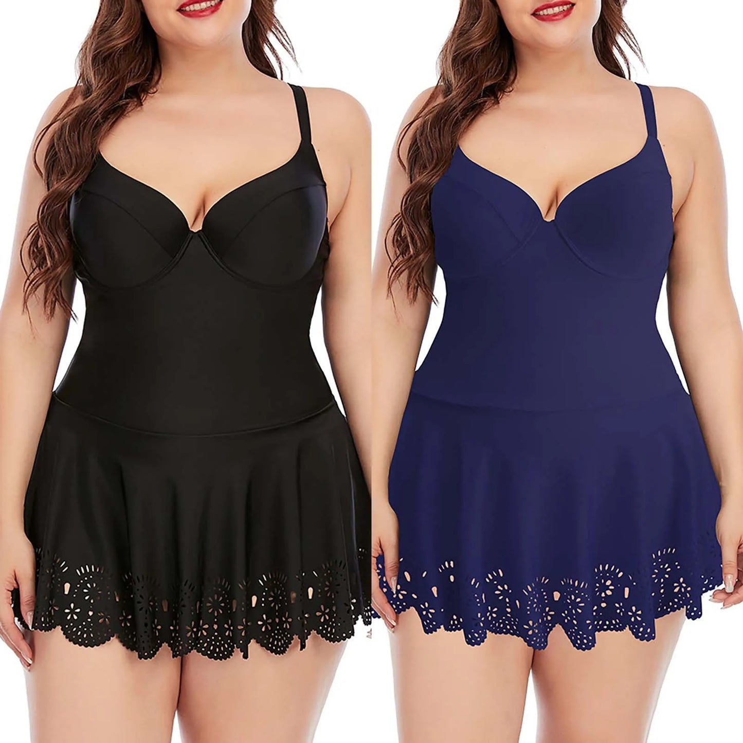 Women Swimsuit Summer V-Neck Lace Monokini Bathing Suit Cover-Belly Thin Skirt Soft Slim Lady Swimsuit