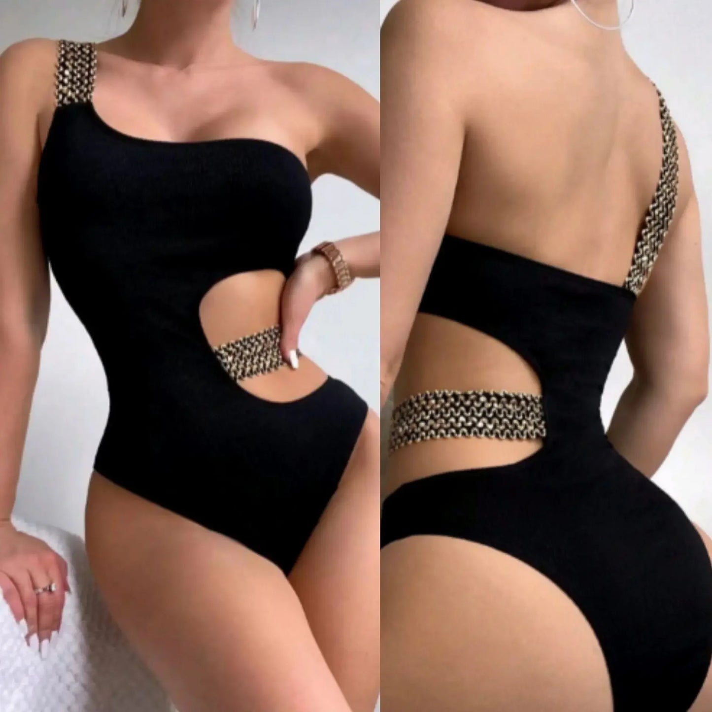Sexy Three-Point Backless Slim Pure Color Bikini Women's Strap New Style Two-Piece Swimsuit Set Casual Comfortable Swimwear