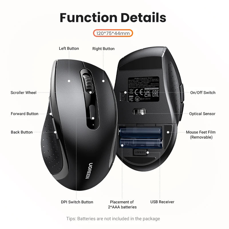 Wireless Mouse for Computer 1600DPI Silent Mouse with 2.4GHz USB Receiver for PC MacBook Tablet Laptop
