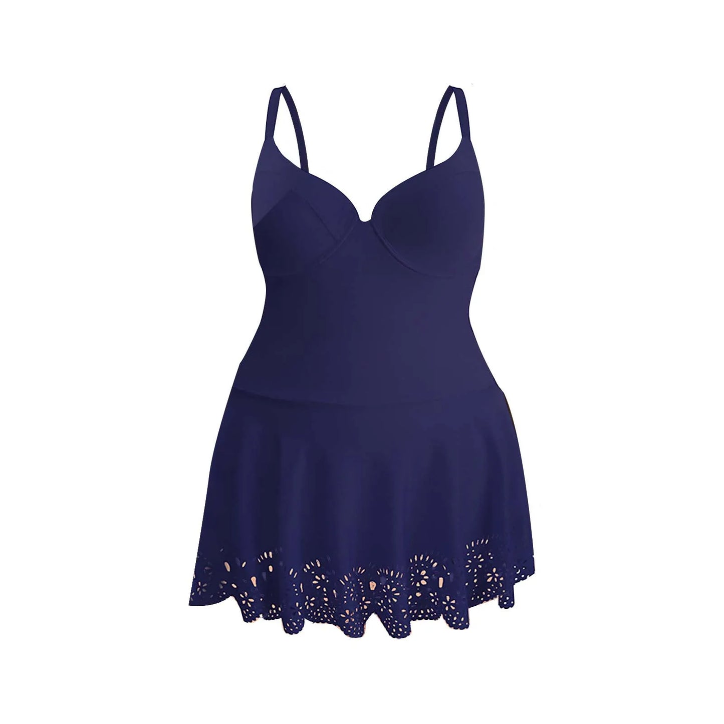Women Swimsuit Summer V-Neck Lace Monokini Bathing Suit Cover-Belly Thin Skirt Soft Slim Lady Swimsuit