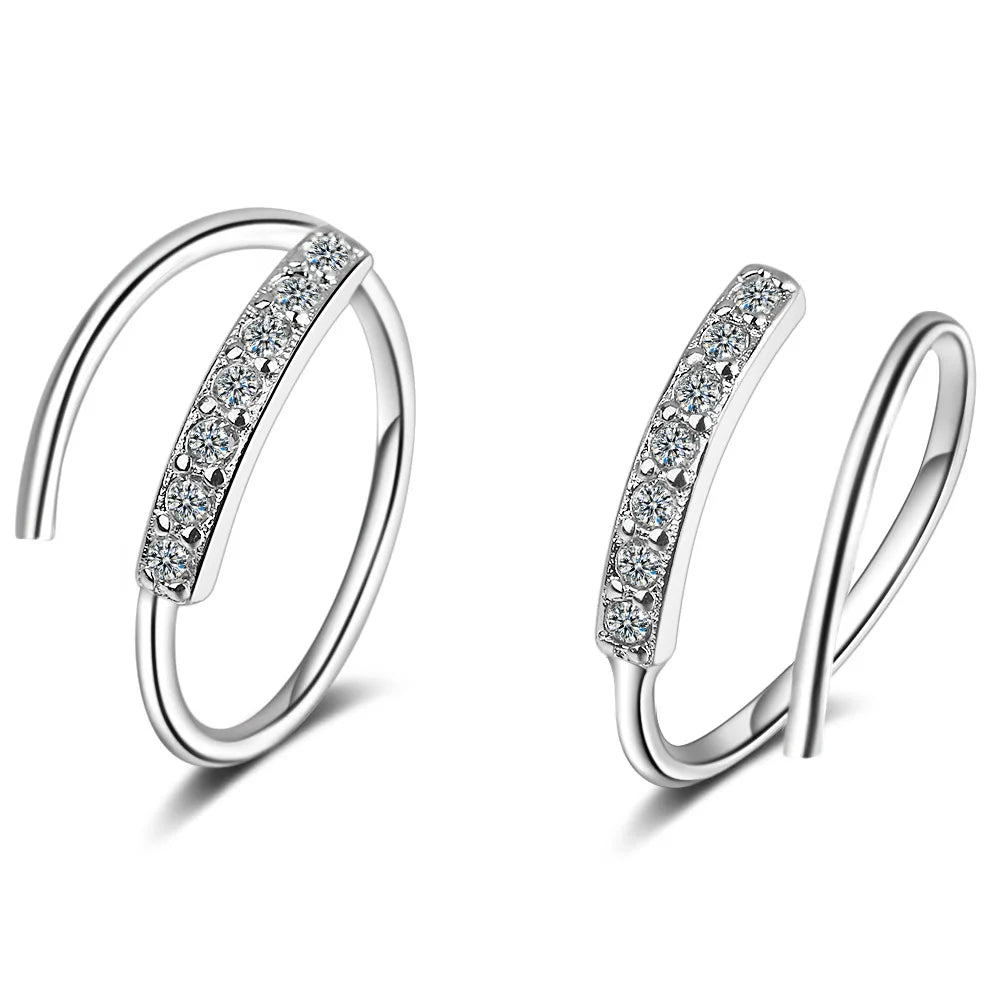 June Minimalist Crystal Spiral Hoop Earrings