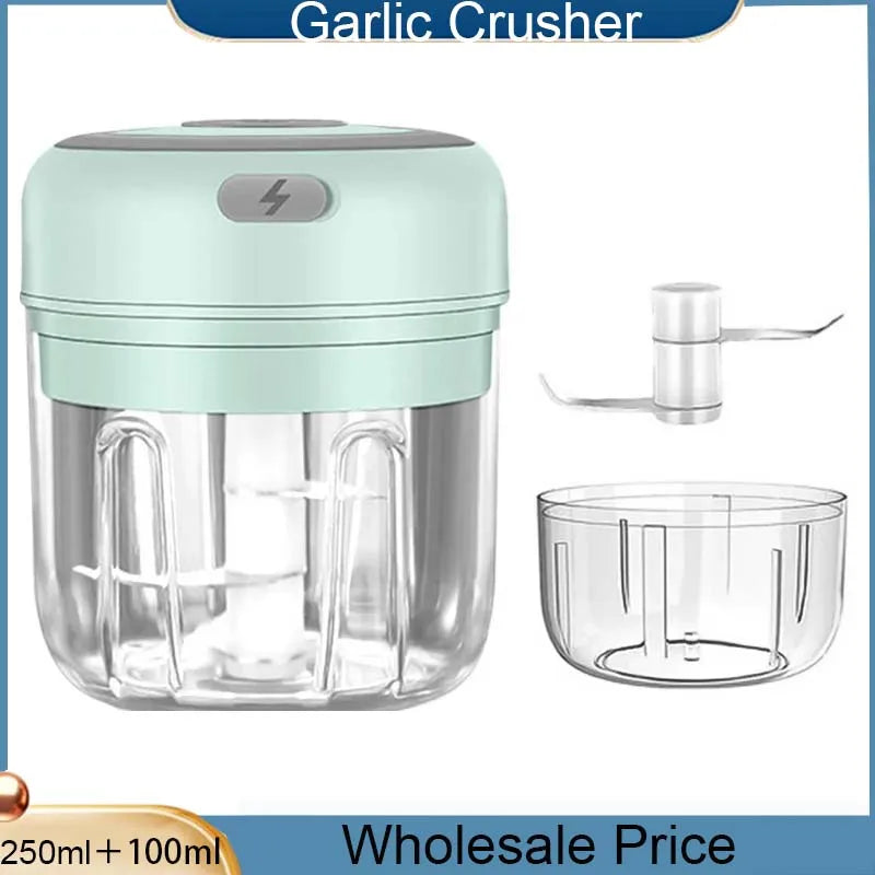 250ml Electric Garlic Chopper USB Meat Grinder Garlic Masher Machine Sturdy Durable Crushed Ginger Vegetable Crusher Kitchenware