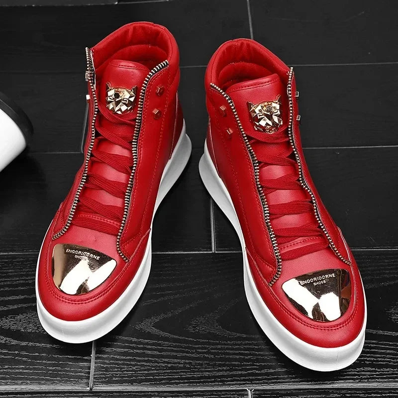 High Top Casual Shoes Men Sneakers 2024 Fashion Skateboard Shoes Leopard Platform Shoe Sport Training Shoes Men's Ankle Boots