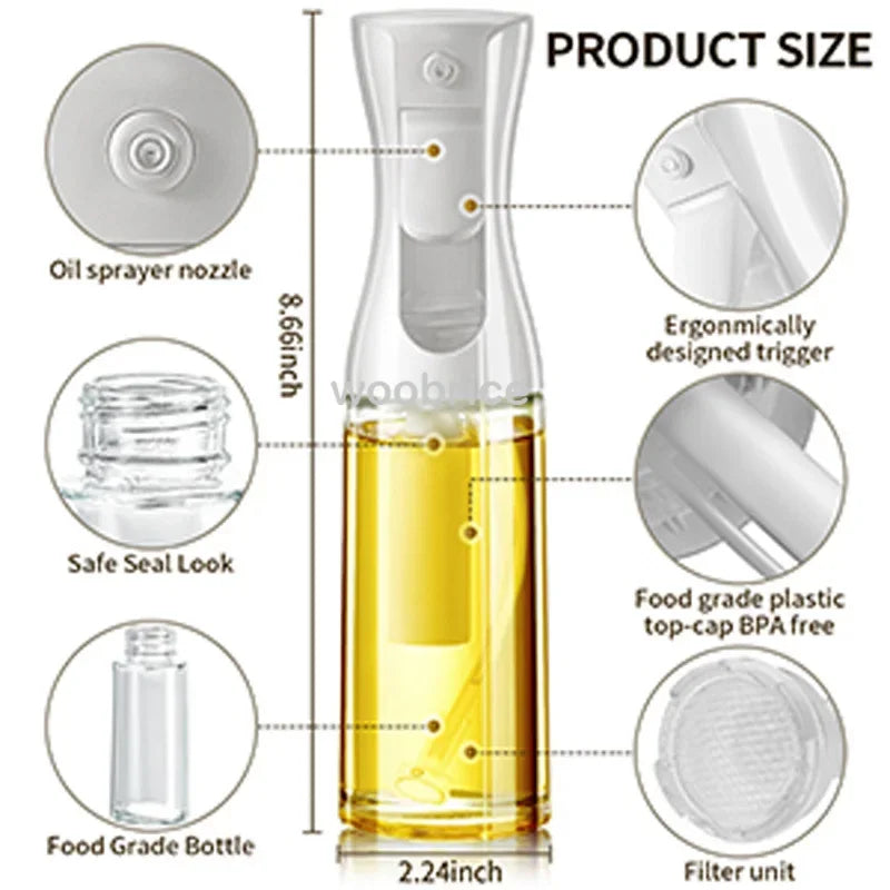 Oil Spray for Kitchen Oil Nebulizer Dispenser Spray Oil Sprayer Airfryer BBQ Camping Olive Oil Diffuser Cooking