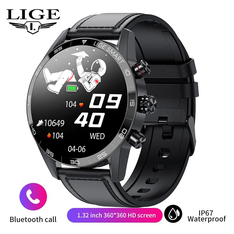 LIGE Rugged Military GPS Smart Watch Men AMOLED HD Screen Heart Rate Bluetooth Call Waterproof Outdoor SmartWatch