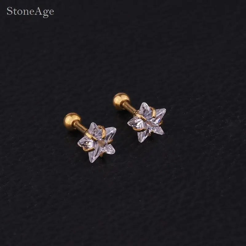 Trend Star Helix Piercing Crystal Earrings Zircon Lobe Rook Piercing Cartilage Tragus Daith Conch Fashion Women's Jewelry