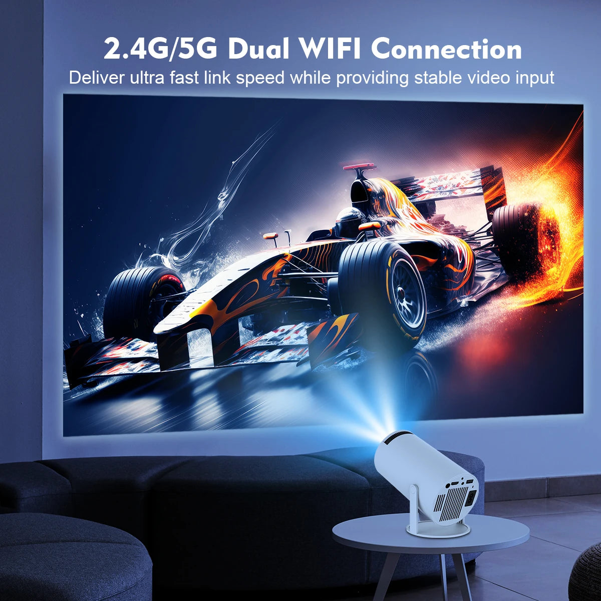 Mini Projector with WIFI 6 and Bluetooth, 4K