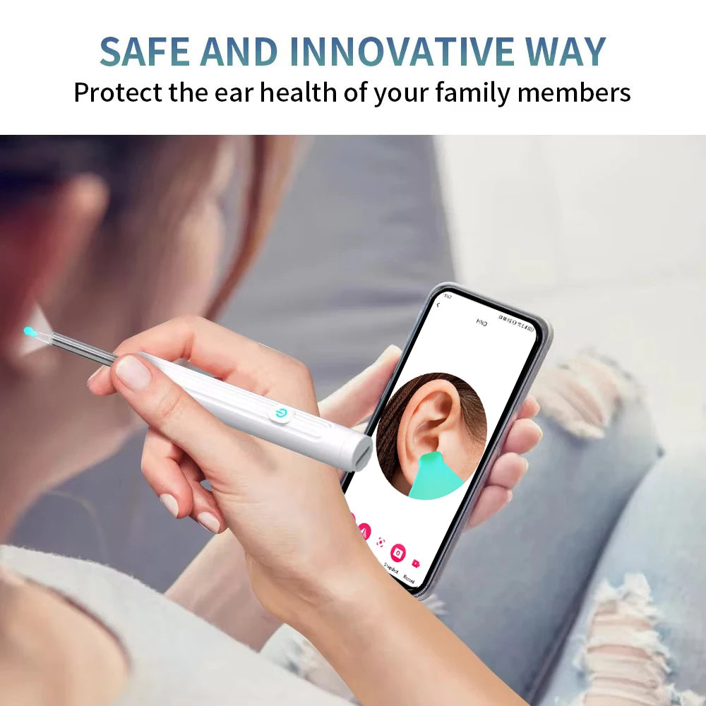 Ear Cleaner with Camera Wireless Ear Sticks Otoscope USB C Charging Endoscope Wax Removal Tool Earpick MIni Camera