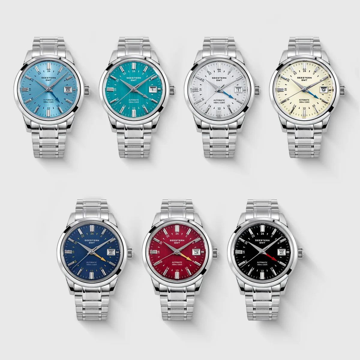 SEESTERN Men's Automatic Mechanical Wristwatch NH34 GMT Movement 10bar Waterproof Domed Sapphire Crystal Watch Limited S446 New