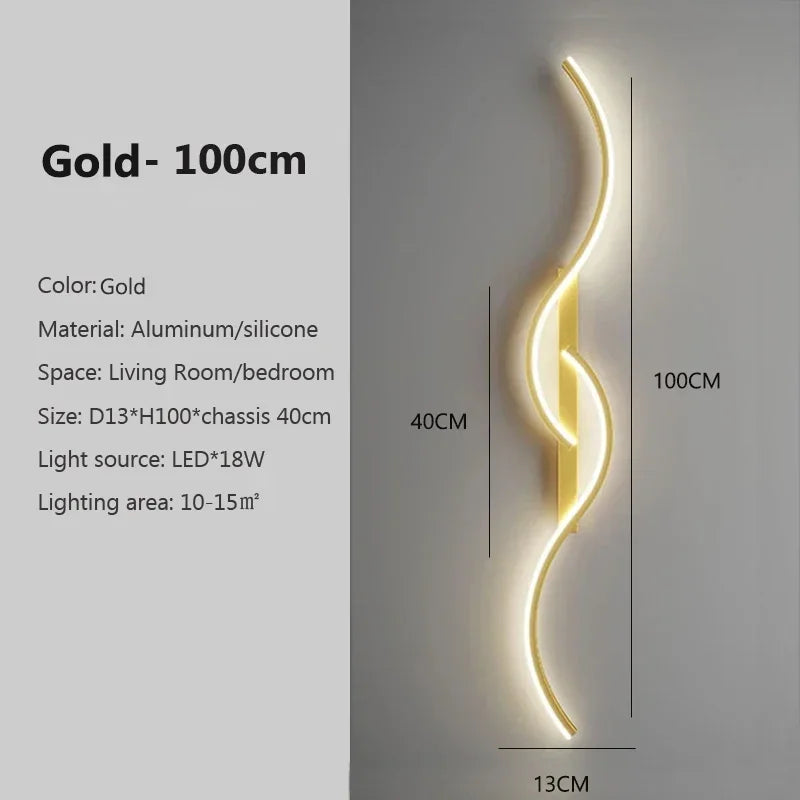 LED Wall Lamp 60/80/100CM Smart Remote Control Adjustable Color Temperature Brightness Bedroom Bedside Living Room Wall Sconces