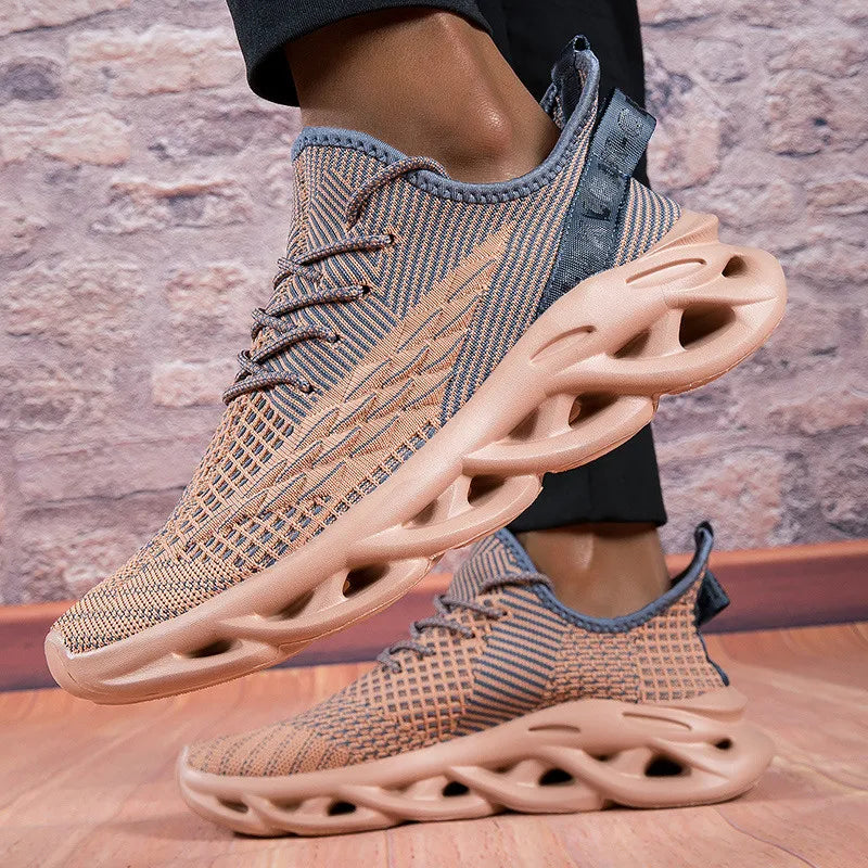 New Fashion Green Men's Running Shoes Big Size 47 Breathable Blade Shoes Trainers Men Lightweight Sports Shoes Zapatillas Hombre