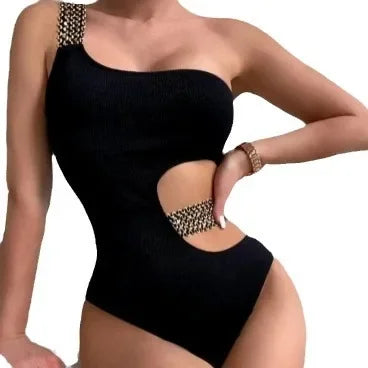 Sexy Three-Point Backless Slim Pure Color Bikini Women's Strap New Style Two-Piece Swimsuit Set Casual Comfortable Swimwear