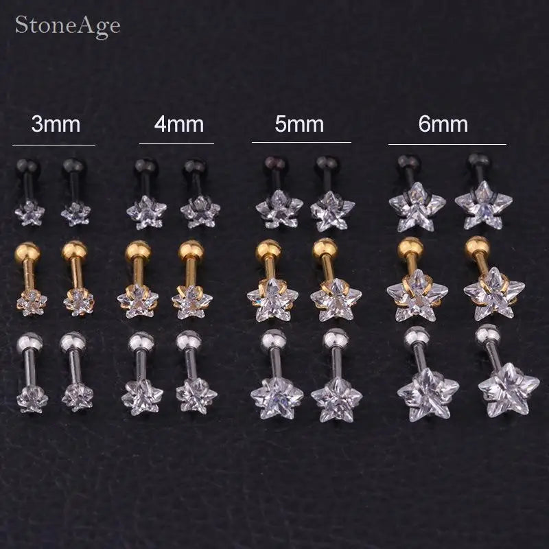Trend Star Helix Piercing Crystal Earrings Zircon Lobe Rook Piercing Cartilage Tragus Daith Conch Fashion Women's Jewelry