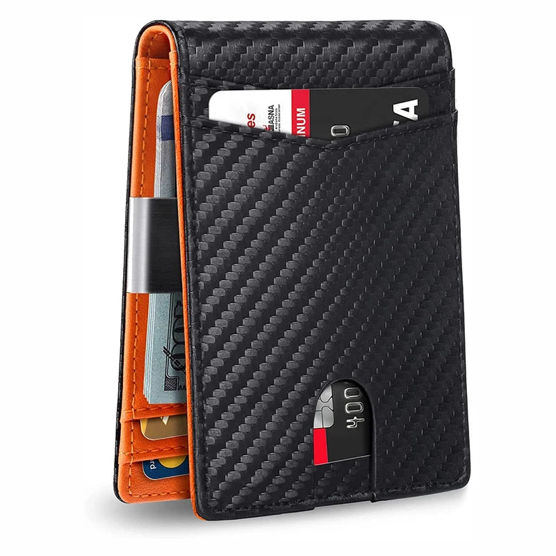 Slim Wallet for Men-Leather Money Clip Mens Wallets-RFID Blocking Front Pocket Bifold Credit Card Holder