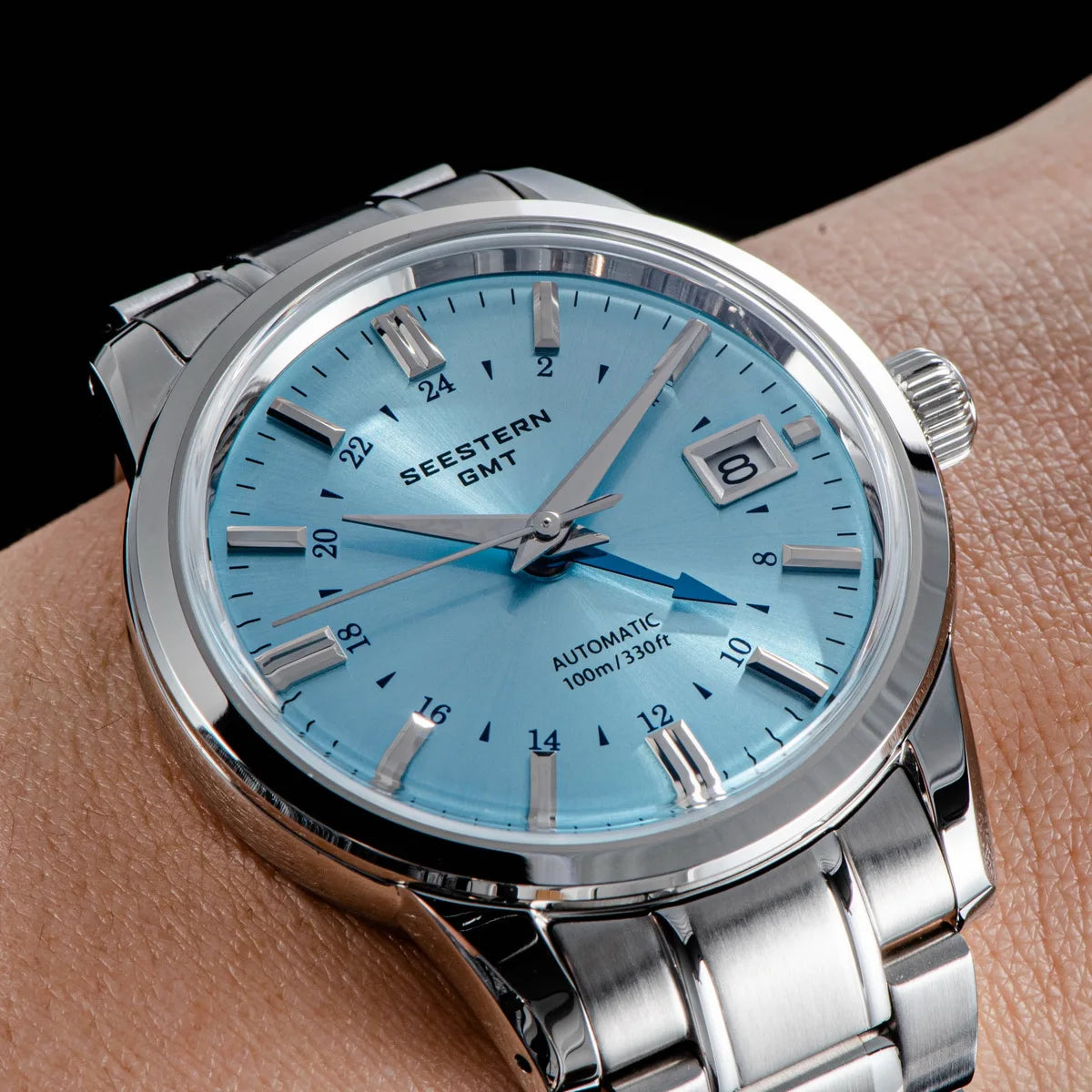 SEESTERN Men's Automatic Mechanical Wristwatch NH34 GMT Movement 10bar Waterproof Domed Sapphire Crystal Watch Limited S446 New